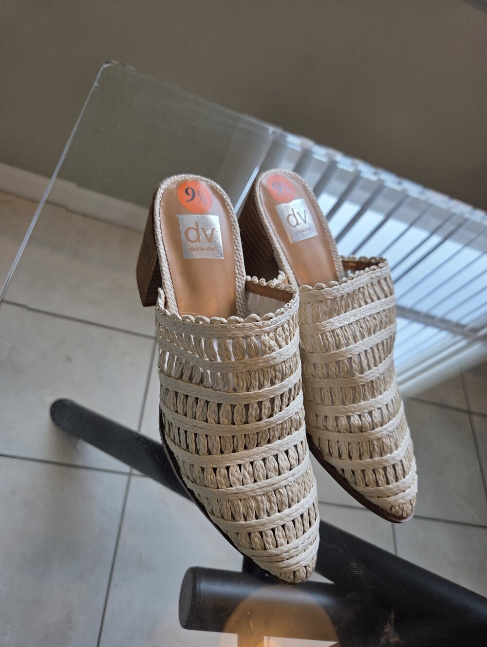 DV by Dolce Vita Cream Braided Pointed Toe Mules Size 9.5